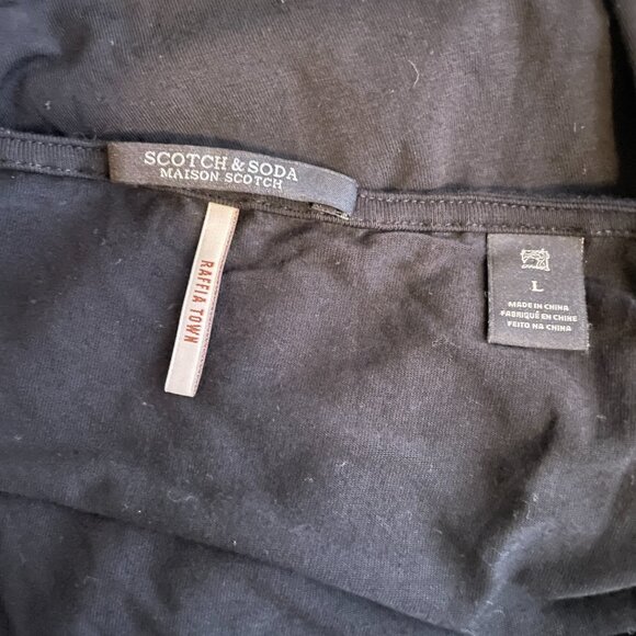 Scotch & Soda Women L Black Cami Tank Raffia Town Lined V Neck Spaghetti Straps - Picture 6 of 7